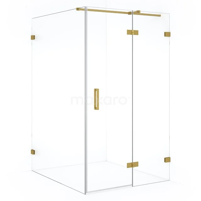 Diamond Douchecabine | 140x110 cm Goud Helder glas Draaideur Rechthoek CDB226514320GG