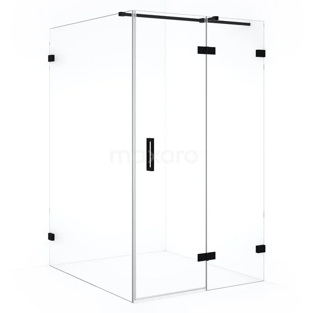 Diamond Duschkabine | 140x110 cm Matt Schwarz Drehtür Rechteck CDB226514320MB Glasene Duschkabine mit schwarzen Scharnieren, Eckeinstieg und schnittigem Design, ideal für ein modernes Badezimmer.
