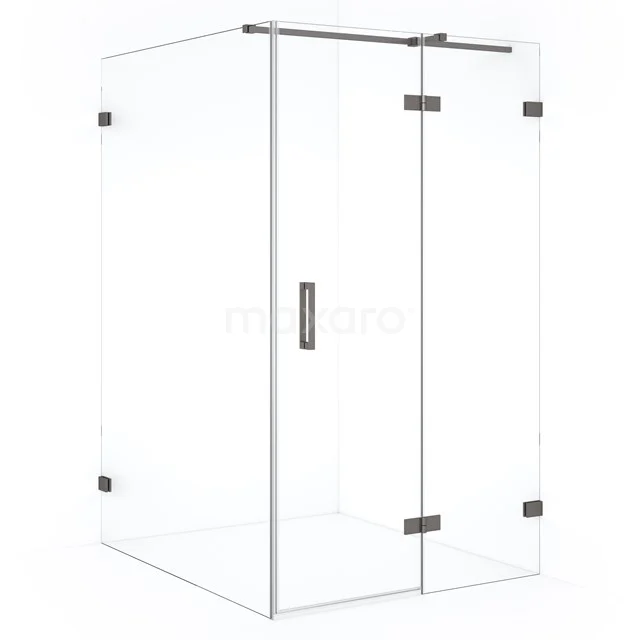 Diamond Shower cabin | 140x120 cm Black metal Clear glass Pivot door Rectangle CDB226614320ZM Glass shower enclosure with corner step, clear glass safety glass, Stainless steel hinges and sleek design for a modern bathroom.