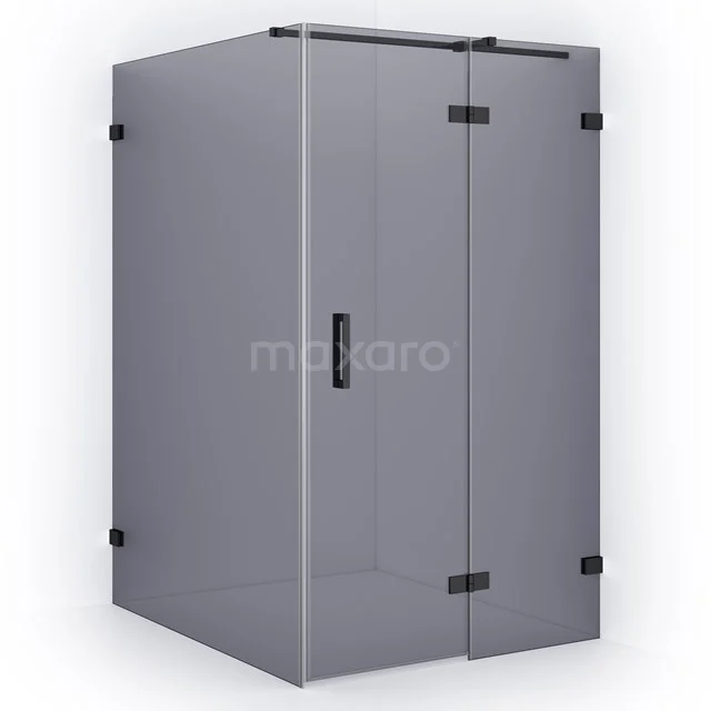 Diamond Shower enclosure | 140x120 cm Black chrome Smoke glass Pivot door Rectangle CDB226614321BC