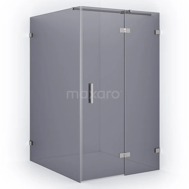 Diamond Shower cabin | 140x110 cm Stainless steel Smoke glass Pivot door Rectangle CDB226514321BR Shower enclosure square, matte black profiles, clear safety glass, ideal for modern bathrooms.