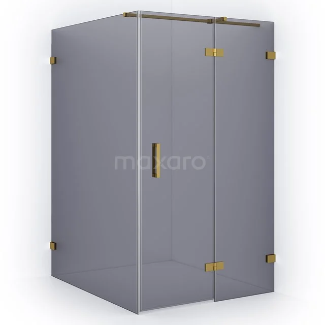 Diamond Duschkabine | 140x120 cm Gold Drehtür Rechteck CDB226614321GG Eck-Duschkabine mit Mattglas, goldenen Scharnieren und einem eleganten Design, perfekt für eine moderne Badezimmeratmosphäre.