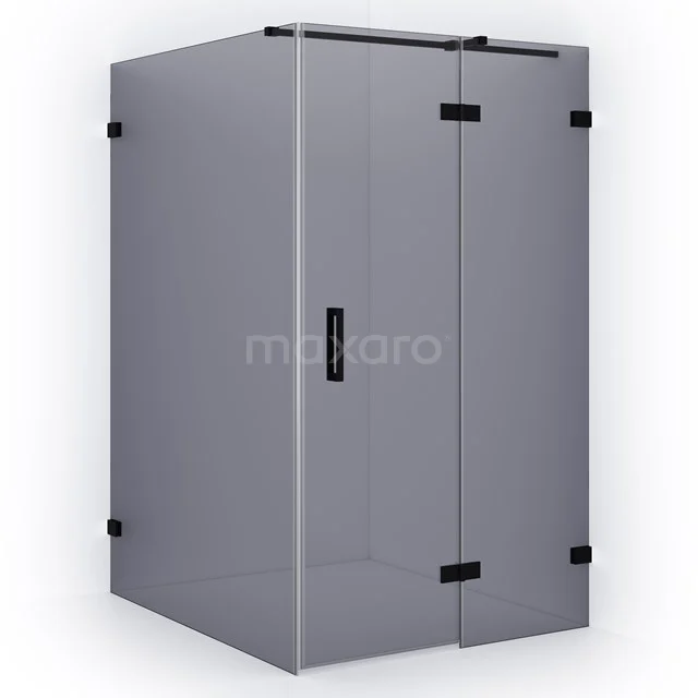 Diamond Shower enclosure | 140x120 cm Matte black Smoke glass Pivot door Rectangle CDB226614321MB