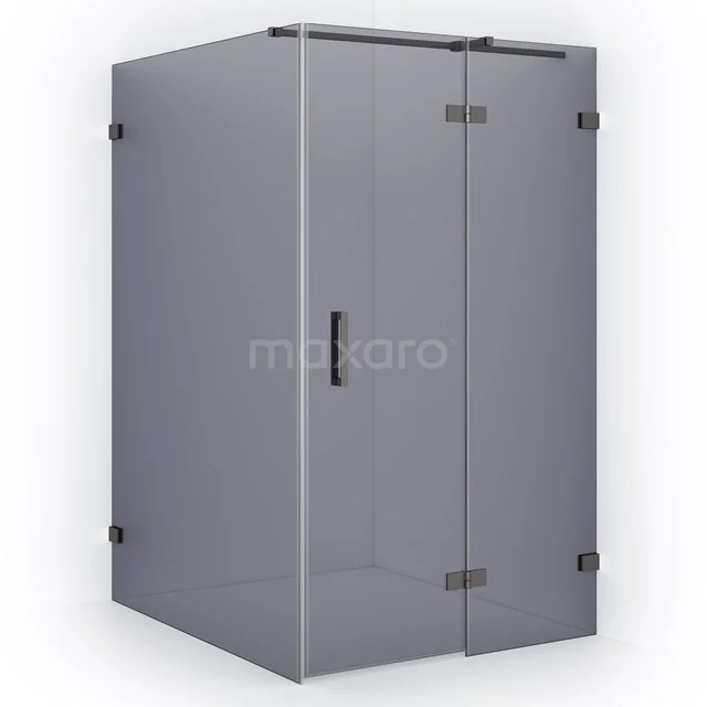 Diamond Shower enclosure | 140x120 cm Black metal Smoke glass Pivot door Rectangle CDB226614321ZM