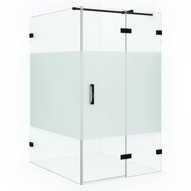 Glas Duschkabine mit Matt Weiß Mittelpaneel, rechteckiges Design, Schwarz Beschläge und Schiebetür für moderne Bäder.