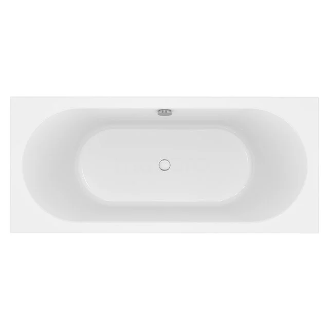 Capri Badewanne | 180x80cm Acryl Hochglanz Weiß XZ03-1880G Weißes rechteckiges Bad mit ovaler Innenform, aus Acryl gefertigt, ideal für eine moderne Badezimmergestaltung.