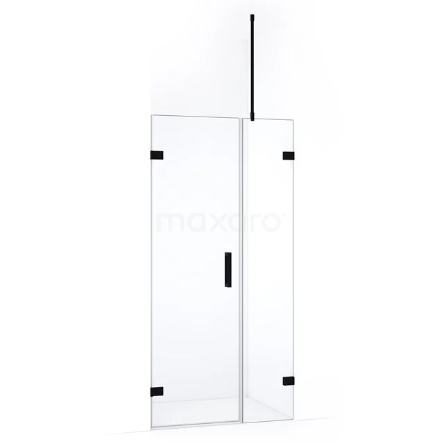 Glasene Duschtür mit Schwarz Beschlag, minimalistisches Design, perfekt für ein modernes Badezimmer.