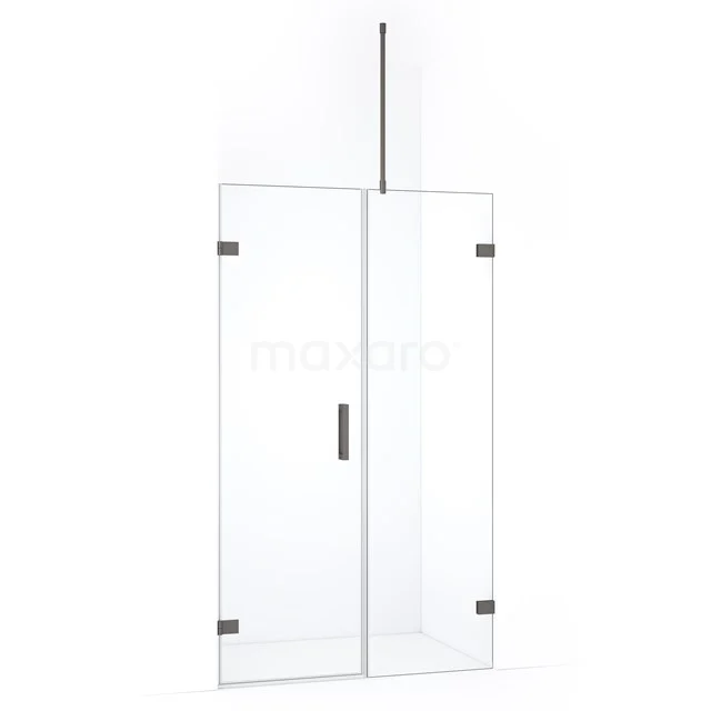 Glazen douchedeur met strak frame, helder veiligheidsglas en chromen details, perfecte aanvulling voor een moderne badkamer.