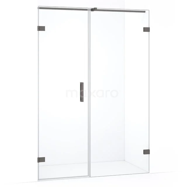 Diamond Douchedeur | 125 cm Zwart metaal Helder glas Draaideur DDC210607320ZM