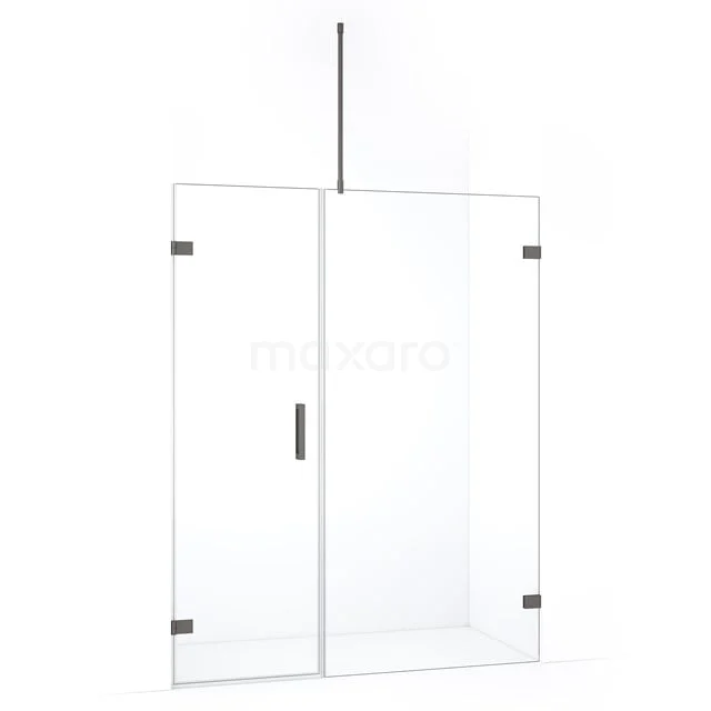 Diamond Douchedeur | 145 cm Zwart metaal Helder glas Draaideur DDC210609720ZM