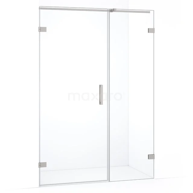 Glazen douchecabine met schuifdeur, helder glas en chromen afwerking, perfect voor een moderne badkamer.