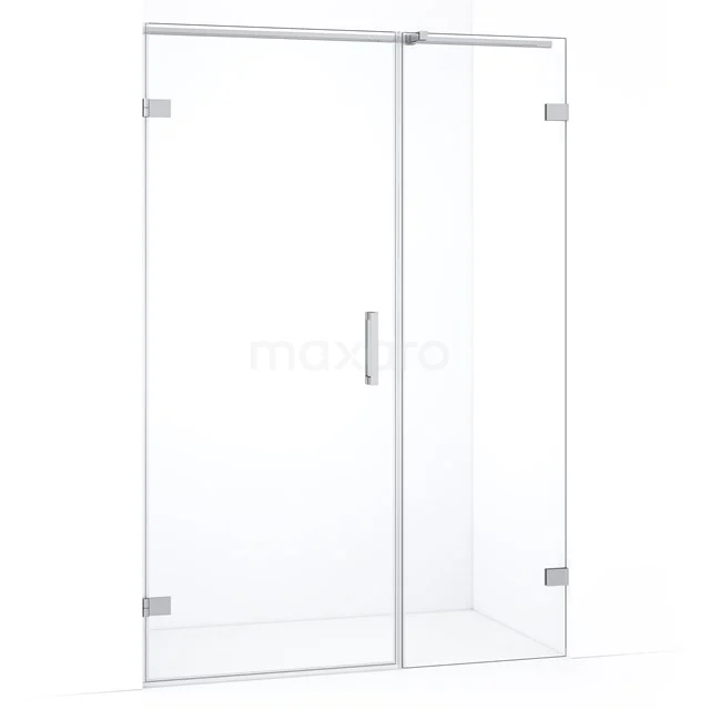 Glazen douchewand met deur, helder veiligheidsglas, aluminium profiel, strak design, ideaal voor moderne badkamers.