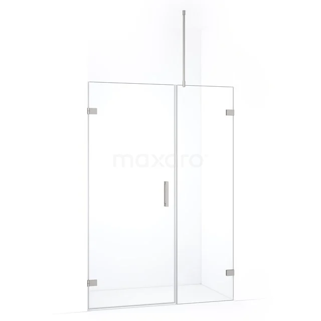 Glazen douchewand met deur, transparant, modern design, ideaal voor de badkamer, voorzien van verstelbare profielen.