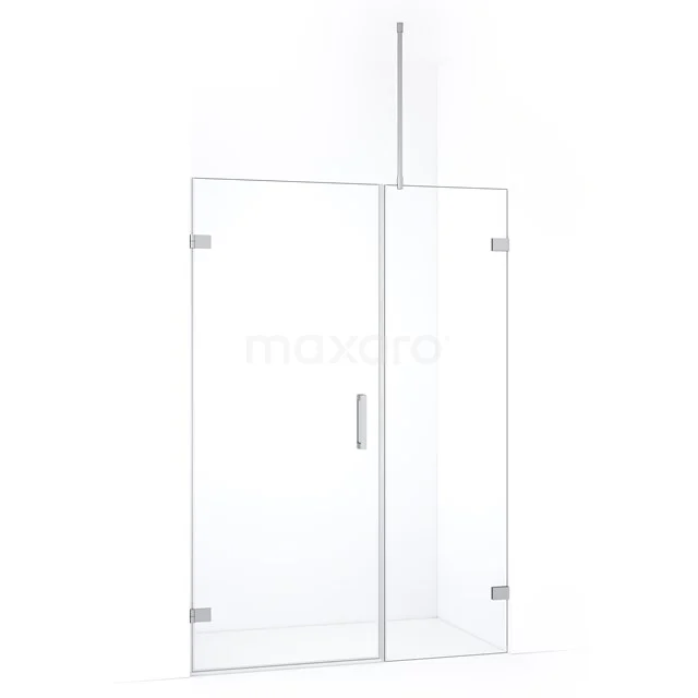 Glazen douchewand met deur, helder veiligheidsglas, minimalistisch design, ideaal voor een moderne badkamer.