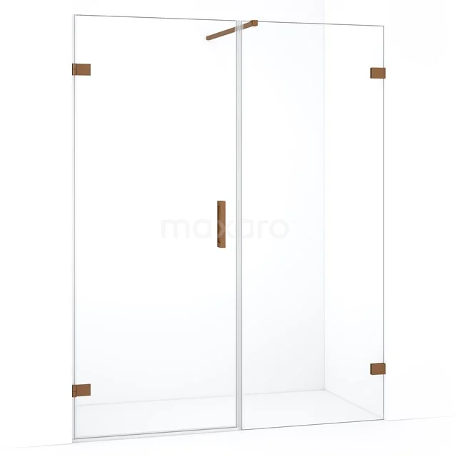 Glazen douchewand met deur, messing accenten, rechthoekig ontwerp, ideaal voor een moderne badkamerstijl.