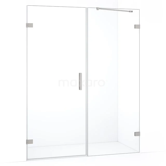 Transparante glazen douchewand met aluminium profiel, ideaal voor een moderne badkamer.