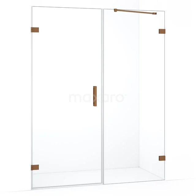 Glazen douchewand met gouden accenten, minimalistisch design, ideale toevoeging aan een moderne badkamer.