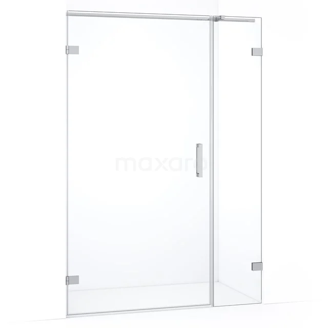 Glazen douchedeur met helder glas en zilverkleurige handgreep, ideaal voor een moderne badkamerinrichting.