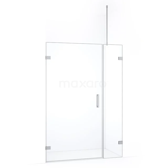 Glazen douchewand met deur, helder veiligheidsglas, minimalistisch ontwerp, ideaal voor een moderne badkamer.