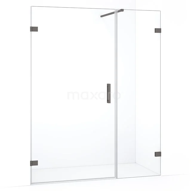 Glazen douchewand met deur, transparant design, vierkant model, perfect voor een moderne badkamerinrichting.