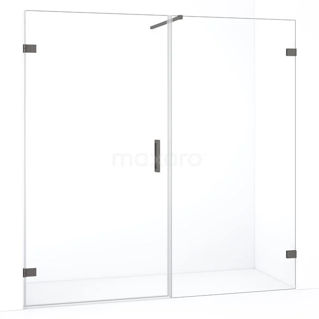 Diamond Duschtür | 195 cm Schwarzes Metall Klarglas Drehtür DDC211010120ZM Klares Glas Duschtür mit Aluminiumdetails, modernes Aussehen für ein stilvolles Badezimmer.
