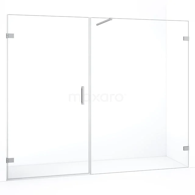 Diamond Duschtür | 225 cm Chrom Klarglas Drehtür DDC210914120C begehbare Dusche mit klaren Glaswänden, minimalistisches Design und stilvollen Edelstahl-Details, perfekt für ein modernes Badezimmer.