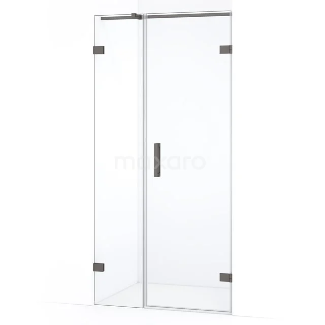 Glazen douchedeur met scharnieren, helder veiligheidsglas, rechthoekig ontwerp, geschikt voor moderne badkamers.
