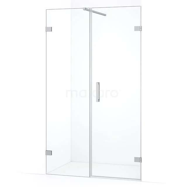 Glazen douchedeur, helder gehard glas, minimalistisch design, inclusief metalen handgreep; ideaal voor moderne badkamers.