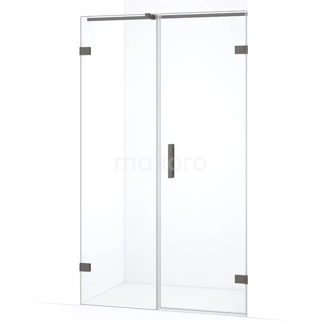 Diamond Douchedeur | 135 cm Zwart metaal Helder glas Draaideur DDC220707320ZM