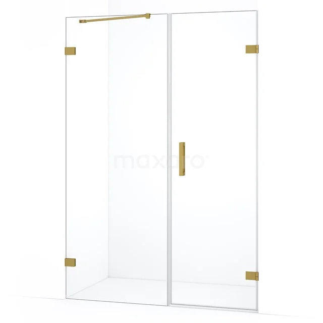 Glazen douchedeur met gouden accenten, strak design, ideaal voor een moderne badkamer.