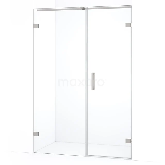 Glazen douchecabine met deur, transparant en strak design, ideaal voor een moderne badkamer.