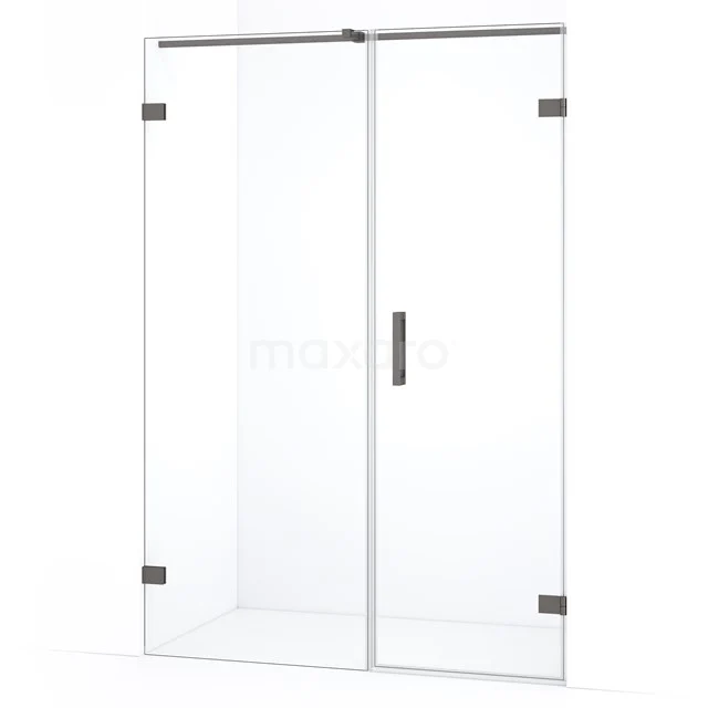 Diamond Douchedeur | 125 cm Zwart metaal Helder glas Draaideur DDC220607320ZM