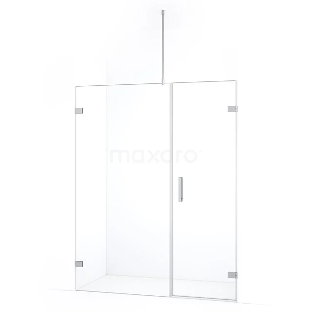Glazen douchewand met deur, rechthoekig ontwerp, helder glas, modern en geschikt voor stijlvolle badkamerinrichting.