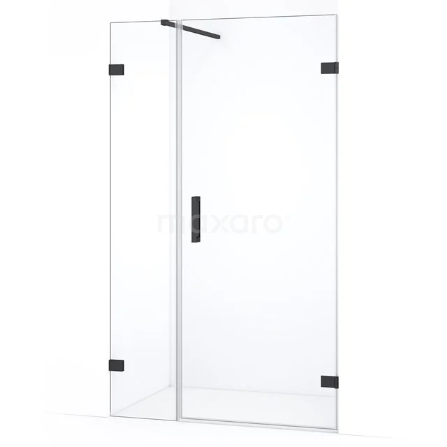 Diamond Duschtür | 115 cm Schwarzchrom Klarglas Drehtür DDC220804120BC Duschtür mit schwarzem Aluminium-Scharnier, Klarglas und schlankem Design, perfekt für einen modernen Badezimmerstil.
