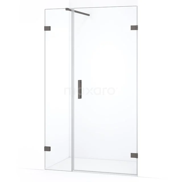 Diamond Douchedeur | 105 cm Zwart metaal Helder glas Draaideur DDC220704120ZM