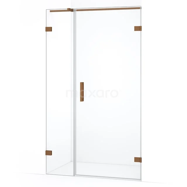 Diamond Duschtür | 105 cm Kupfer Klarglas Drehtür DDC220704320KP Transparente Glastür mit Eckprofil und goldfarbenen Akzenten, ideal für einen modernen Badezimmerstil.