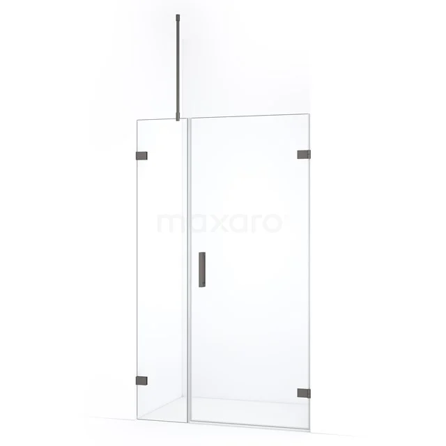 Diamond Douchedeur | 105 cm Zwart metaal Helder glas Draaideur DDC220803720ZM