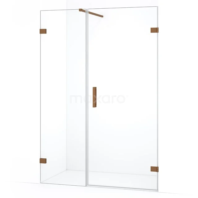 Diamond Shower door | 125 cm Copper Clear glass Pivot door DDC220805120KP