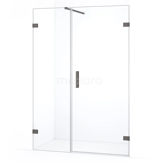 Diamond Douchedeur | 115 cm Zwart metaal Helder glas Draaideur DDC220705120ZM