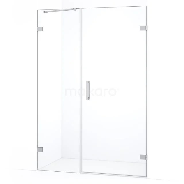 Diamond Shower door | 125 cm Chrome Clear glass Pivot door DDC220805220C