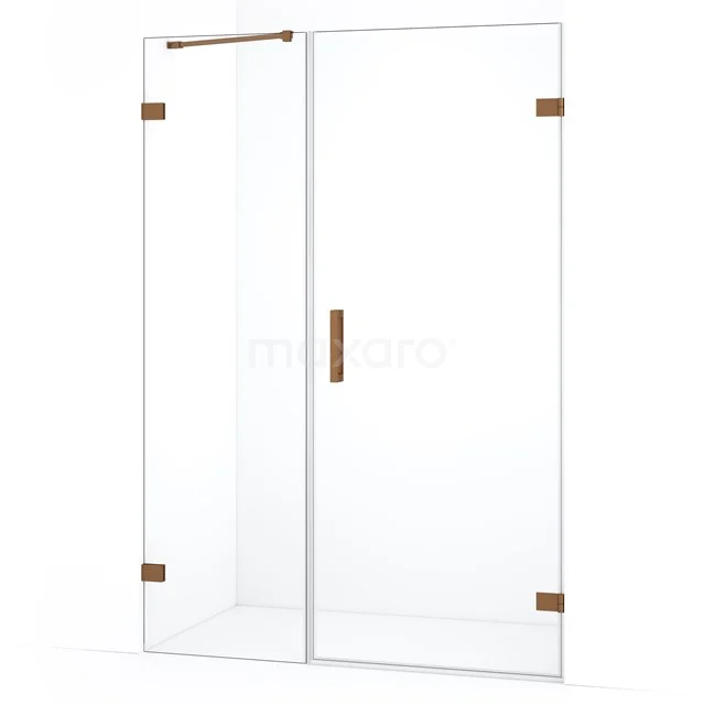 Diamond Shower door | 125 cm Copper Clear glass Pivot door DDC220805220KP