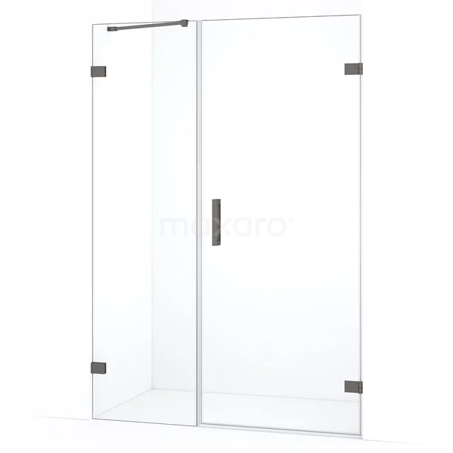 Diamond Duschtür | 125 cm Schwarzes Metall Klarglas Drehtür DDC220805220ZM Glas Duschkabine mit Klarglas, Matt Schwarz Scharniere und Haltegriff, modernes und minimalistisches Design für das Badezimmer.