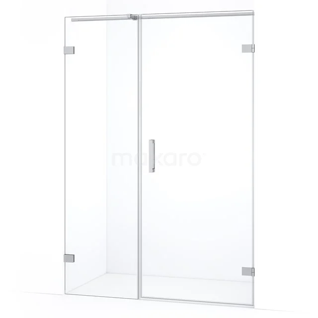 Diamond Shower door | 125 cm Chrome Clear glass Pivot door DDC220805320C
