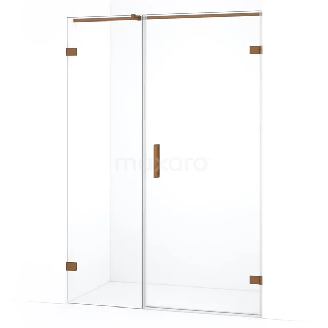 Diamond Duschtür | 125 cm Kupfer Klarglas Drehtür DDC220805320KP Glas Duschtür mit geraden Linien, Messingakzenten und Klarglas. Perfekt als stilvolle Ergänzung im Badezimmer.
