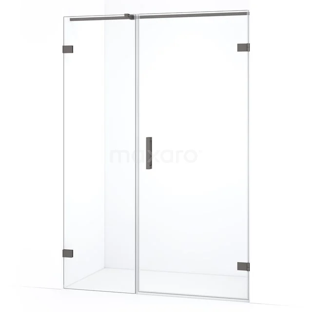 Diamond Douchedeur | 125 cm Zwart metaal Helder glas Draaideur DDC220706320ZM