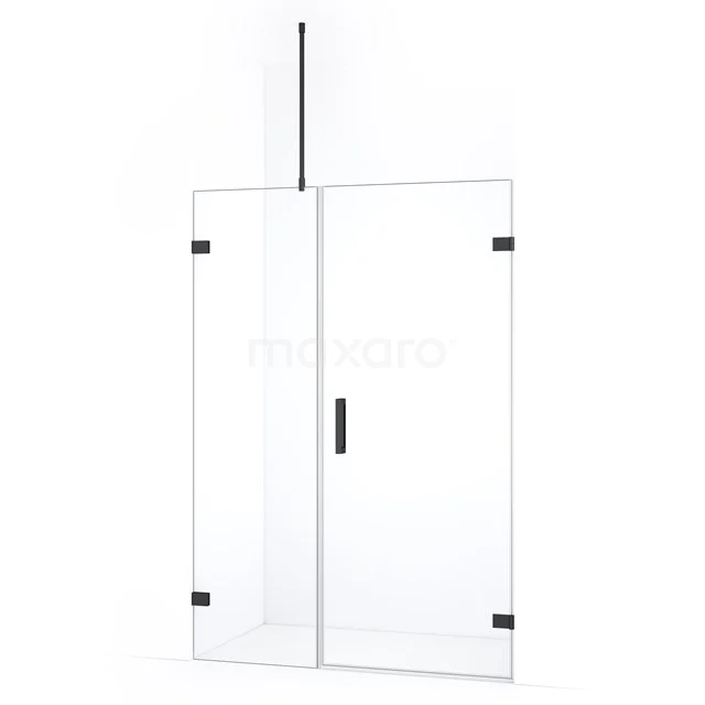 Diamond Shower door | 125 cm Black chrome Clear glass Pivot door DDC220805720BC