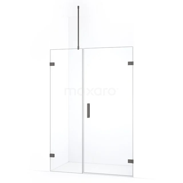 Diamond Duschtür | 115 cm Schwarzes Metall Klarglas Drehtür DDC220705720ZM Glasene Duschwand mit Tür, transparent, minimalistisches Design, ideal für moderne Bäder, mit metallischen Scharnieren.