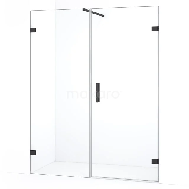Diamond Shower door | 155 cm Black chrome Clear glass Pivot door DDC220808120BC