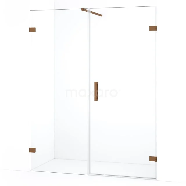 Diamond Douchedeur | 145 cm Koper Helder glas Draaideur DDC220708120KP