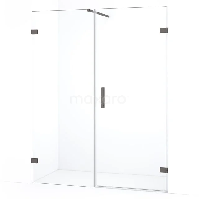 Diamond Douchedeur | 145 cm Zwart metaal Helder glas Draaideur DDC220807120ZM